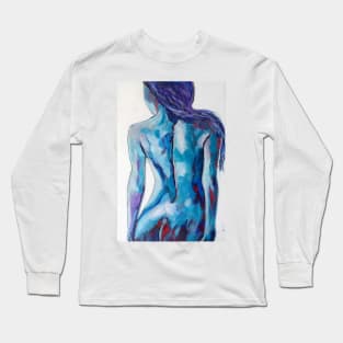 Abstract Nude in Teals and Blues Long Sleeve T-Shirt